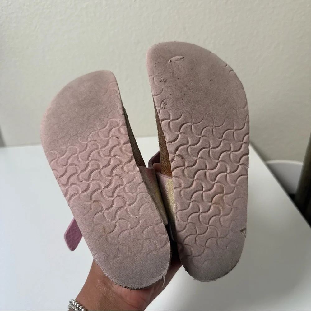 Birkenstock Pink Kids Glittery Sandals Girls Size 33 US Size 2